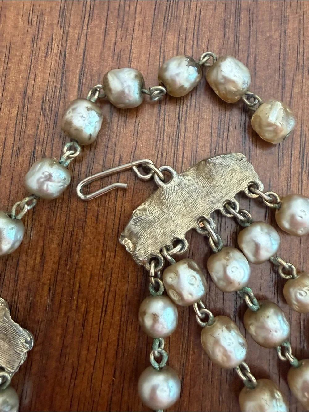 Vintage Multi Strand Freshwater Pearl & Faceted Glass Statement Necklace 16”